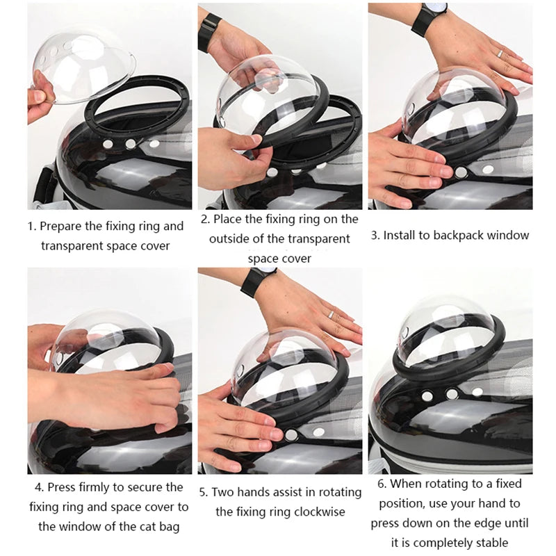 Space Capsule Breathable Pet Carrier Backpack for Cats and Small Dogs - Transparent Portable Travel Bag