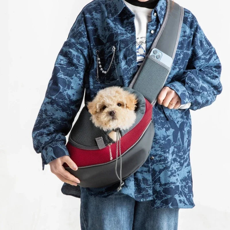 Breathable Pet Sling Carrier for Small Dogs and Cats - Oxford Mesh Travel Shoulder Bag
