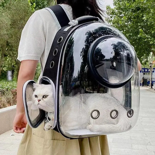 Space Capsule Breathable Pet Carrier Backpack for Cats and Small Dogs - Transparent Portable Travel Bag