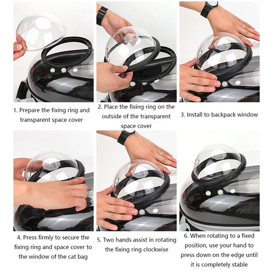 Space Capsule Breathable Pet Carrier Backpack for Cats and Small Dogs - Transparent Portable Travel Bag