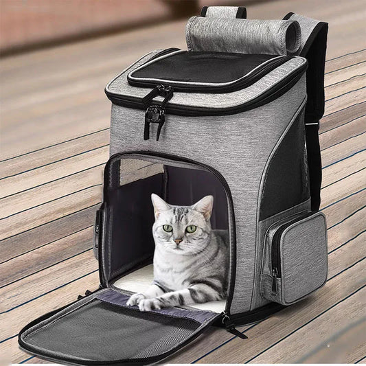 Expandable Breathable Pet Carrier Backpack for Cats and Dogs - Foldable Travel Bag